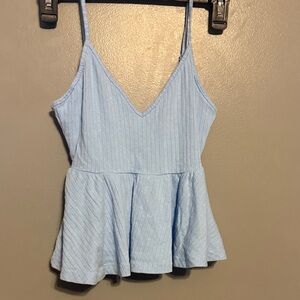Light Blue Sleeveless Peplum Top Shein Size XS